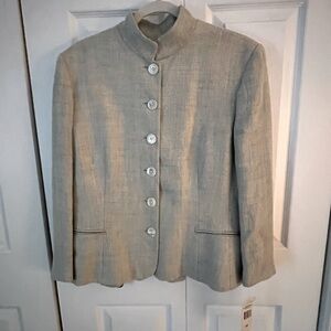 Lauren Ralph Lauren Neutral Beige Stand-Collar Blazer